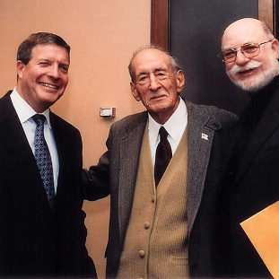 Juilliard President Joseph Polisi, Vacchiano, and Ronald Romm (Photo by Peter Schaaf)